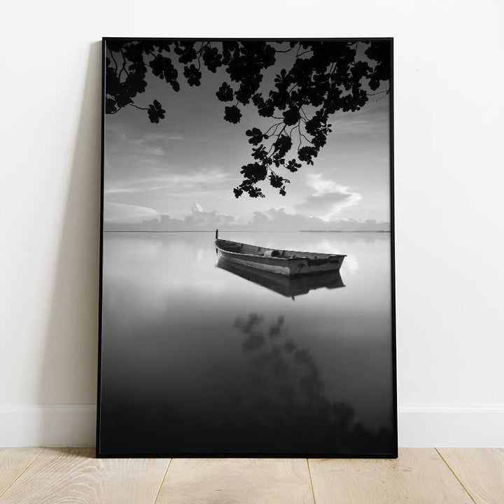 Calm Lake Black and White Poster