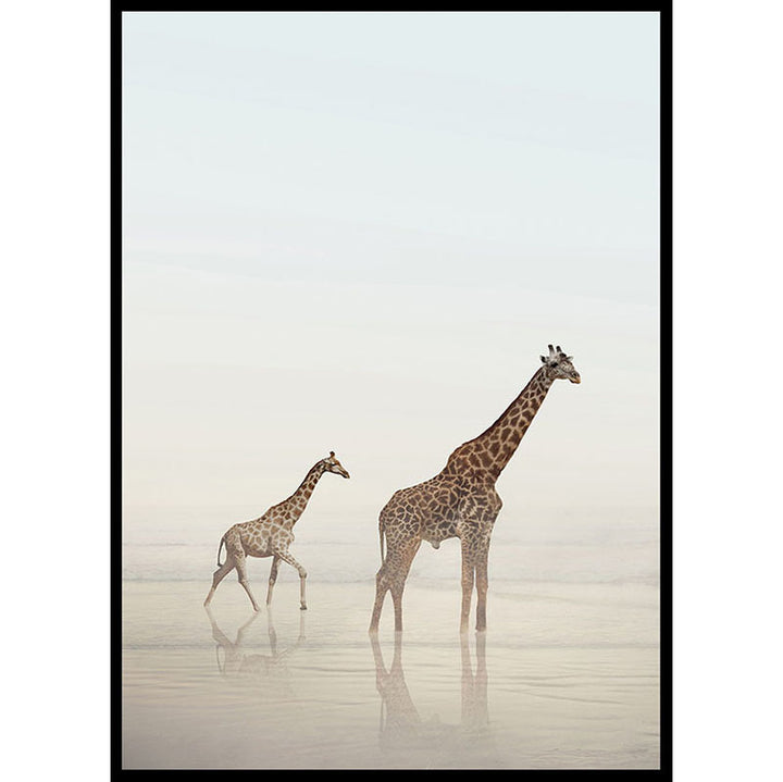 Beach Giraffes Poster