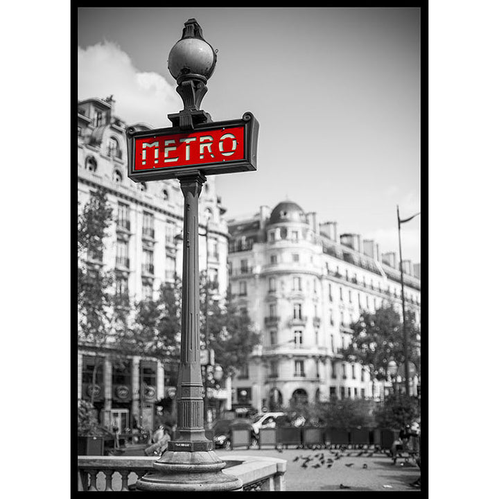 Paris Metro Black and White Poster