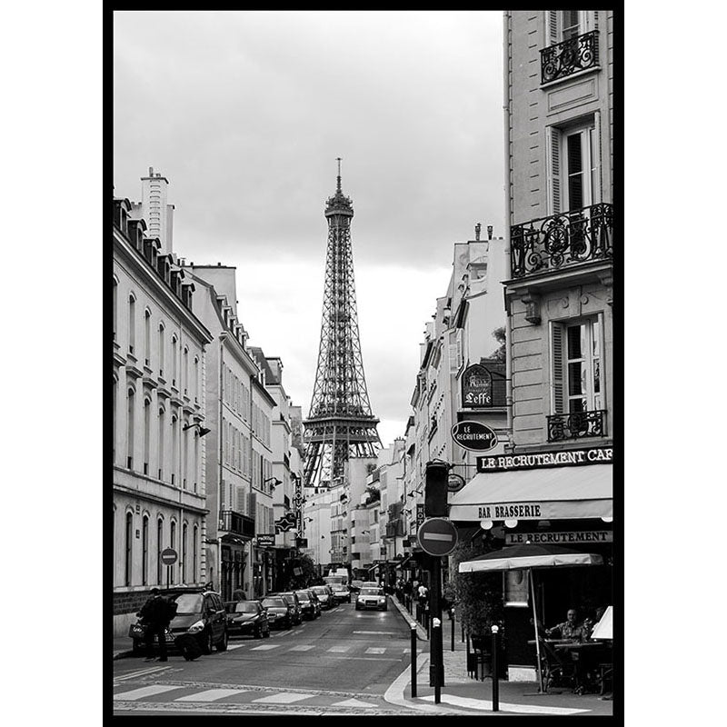 Streets of Paris Black & White Poster