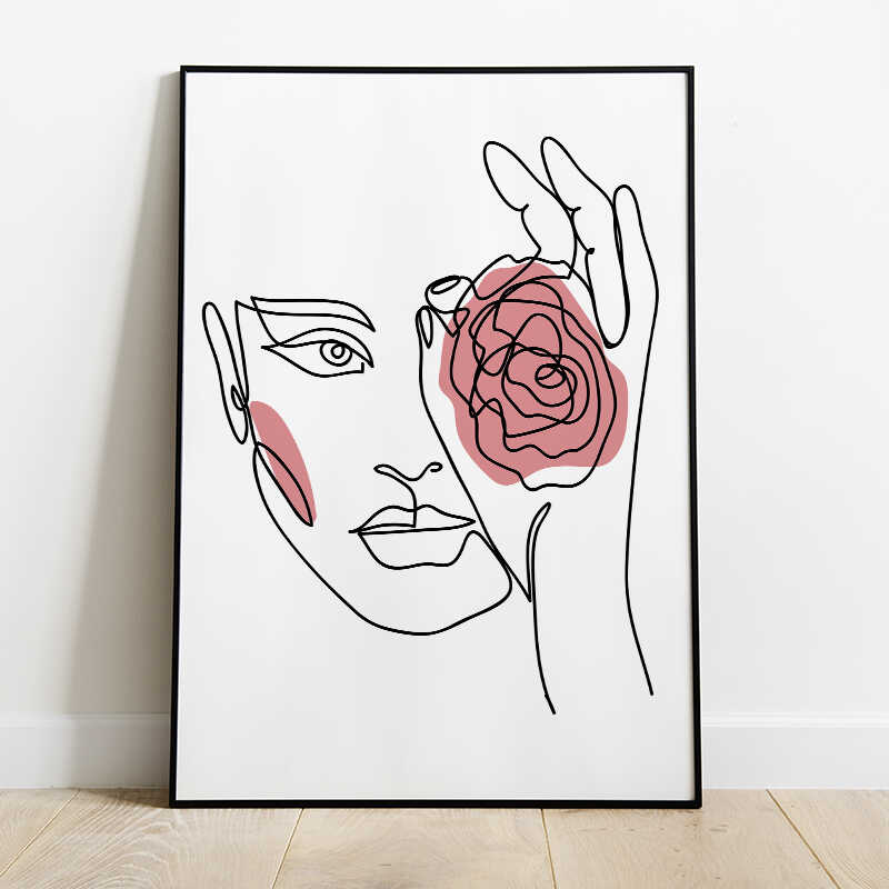 Rose Lady Line Drawing