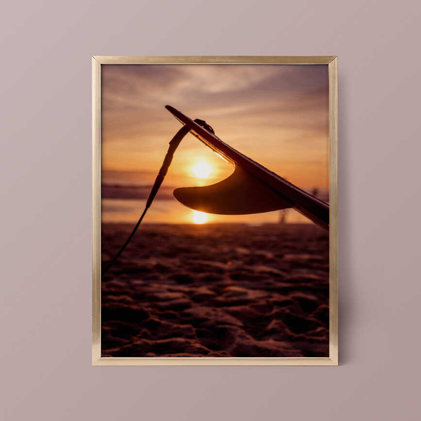 Sunset Surfboard Poster