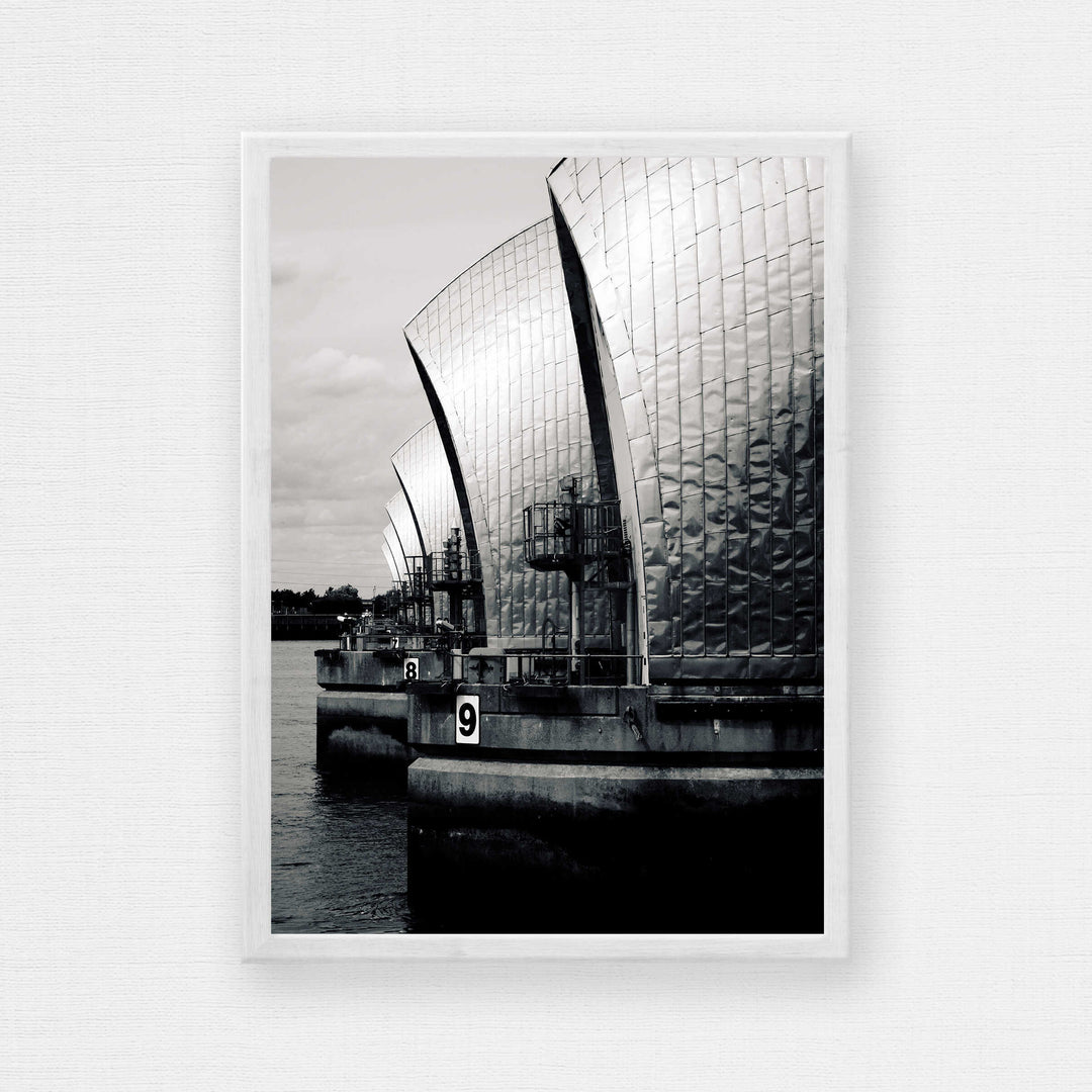 Thames Barrier Black & White Poster