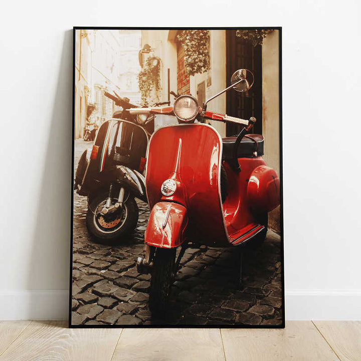 Retro Vespa Moped Poster