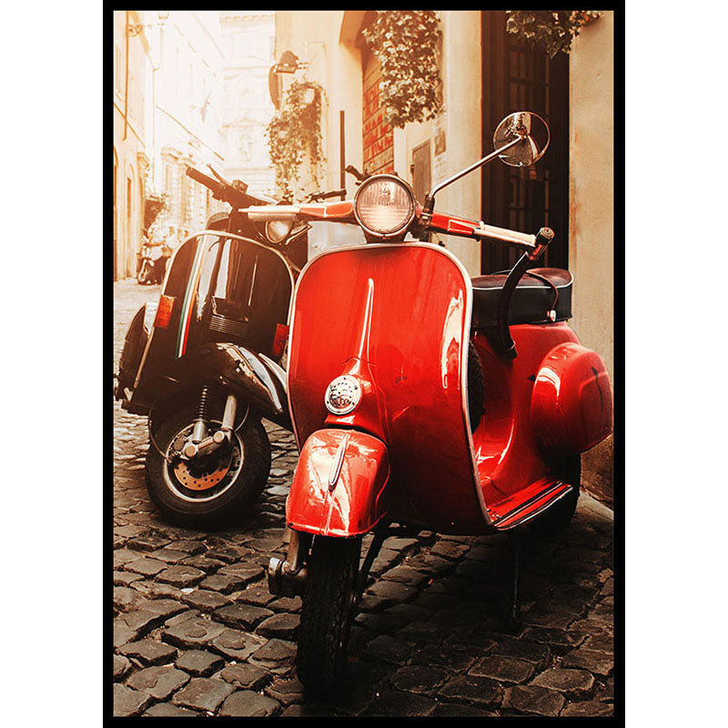 Retro Vespa Moped Poster