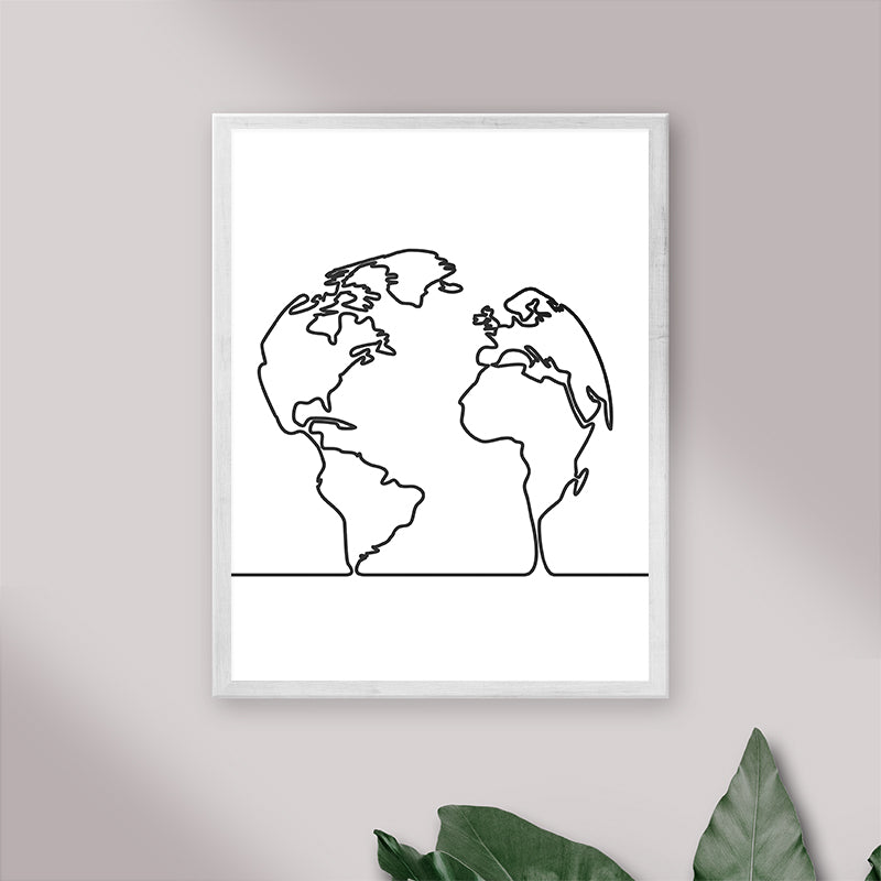 World Map Line Drawing